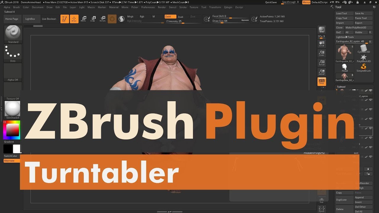 turntable plugin zbrush