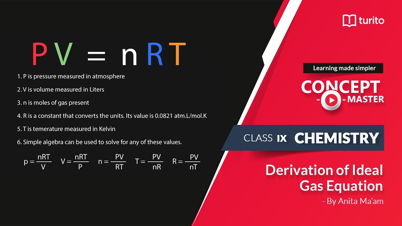 Derivation Of Ideal Gas Equation By Anita Ma am Grade 11 Chemistry Derivation Of Ideal Gas Equation By Anita Ma am Grade 11 Chemistry