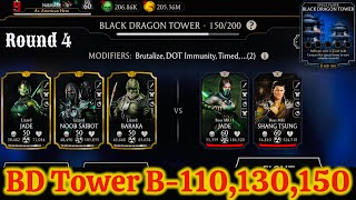 Black Dragon Tower Boss Battle 110, 130 & 150 Fight + Reward |Team Lizard Vs Boss Jade & Shang Tsung