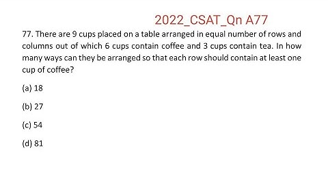 2022_IAS_Qn A77. There are 9 cups placed on a table arranged in equal number of rows and columns