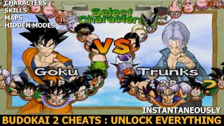 Dragon Ball Z Budokai 2 cheats : Unlock all characters, maps, capsules