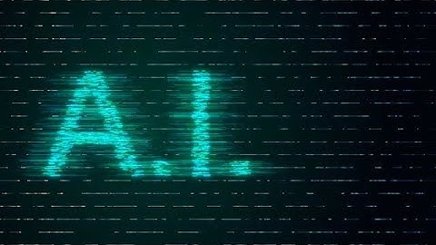 AI Text with Particles on Flowing Data Background stock footage | stock video | Cinefootage