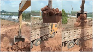 How To Excavators Load Soil Onto Trucks Professionally P196 #satifying #excavator #truck #soil