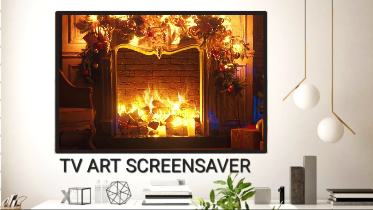 Christmas Fireplace TV art screensaver, with Instrumental Christmas