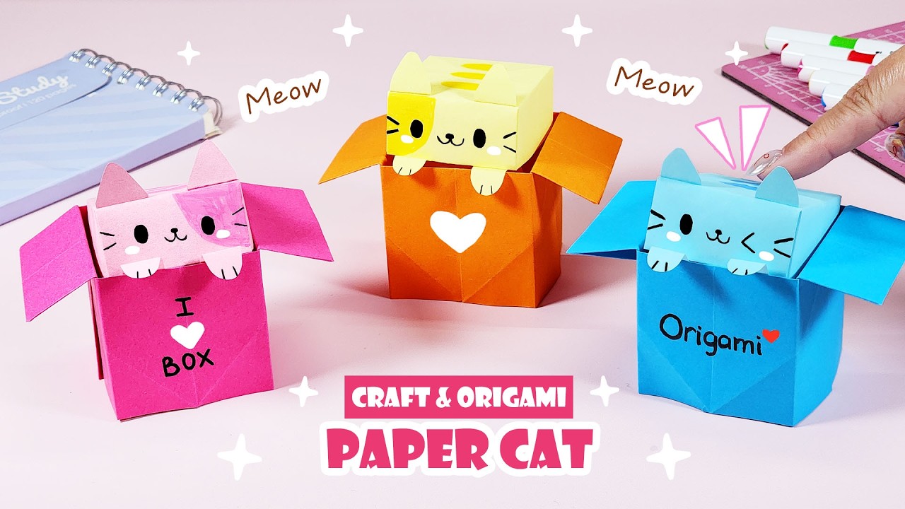 (🎀Paper DIY🎀) Easy DIY Origami Pop It Cat Tutorial | Handmade Gift Ideas | Craft & Origami | ASMR