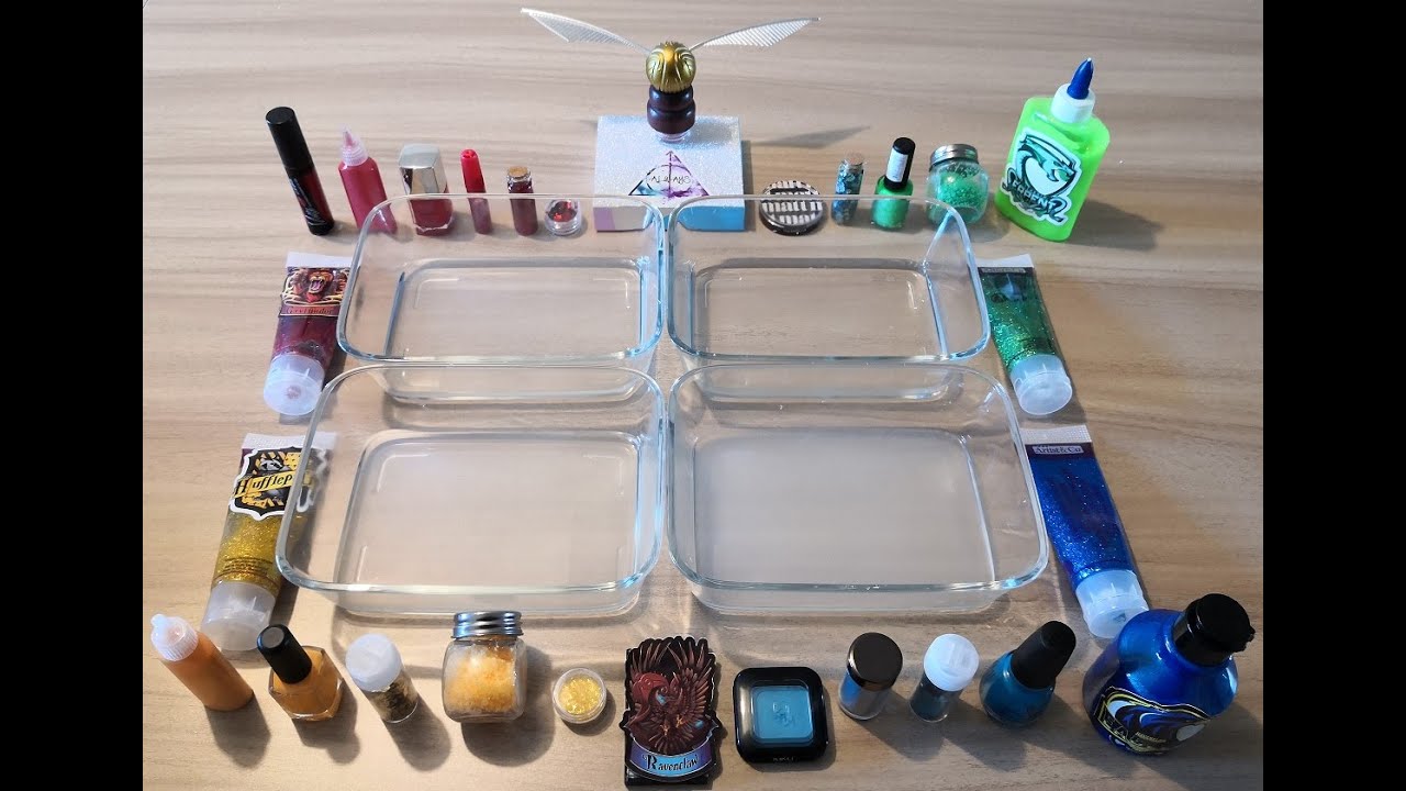 [HARRY POTTER HOGWARTS HOUSES THEME] - 4 COLORS SLIME ASMR - 28 ITEMS - Satisfying Video