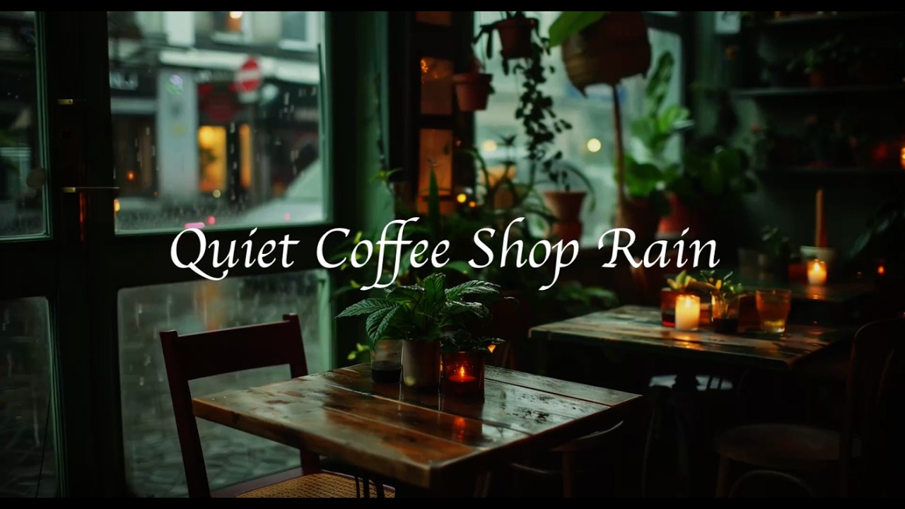 Rain Outside a Cozy Coffee Shop at Night – 5 Hours | Study & Sleep Ambience