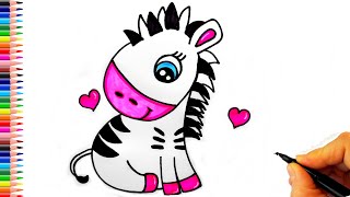 Sevimli Zebra Çizimi 🦓 Zebra Nasıl Çizilir? - Zebra Resmi Çizimi - How To Draw a Zebra