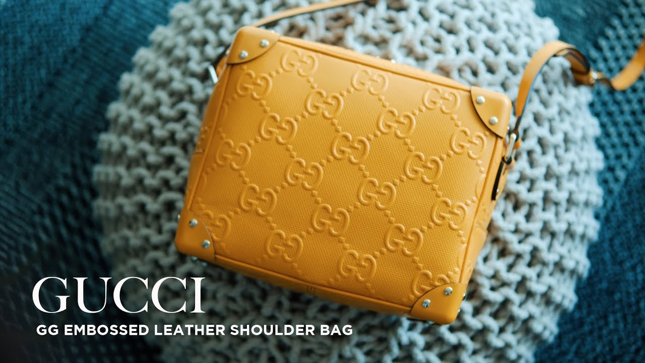 GUCCI GG embossed leather shoulder bag in yellow (Limited edition) /Trunk  bag - YouTube