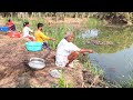Fishing Video || Grandpa is happily fishing in his own pond with the little fishermen || Hook trap