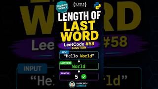 EASY String Problem 💡 Length of Last Word | Python Beginner Guide #coding #python #codesphere