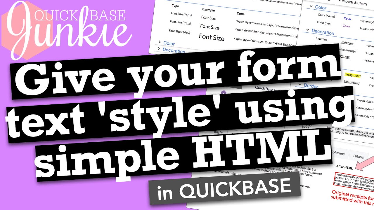 ขีดเส้นใต้ html  New Update  Give your text 'style' using simple HTML in Quick Base