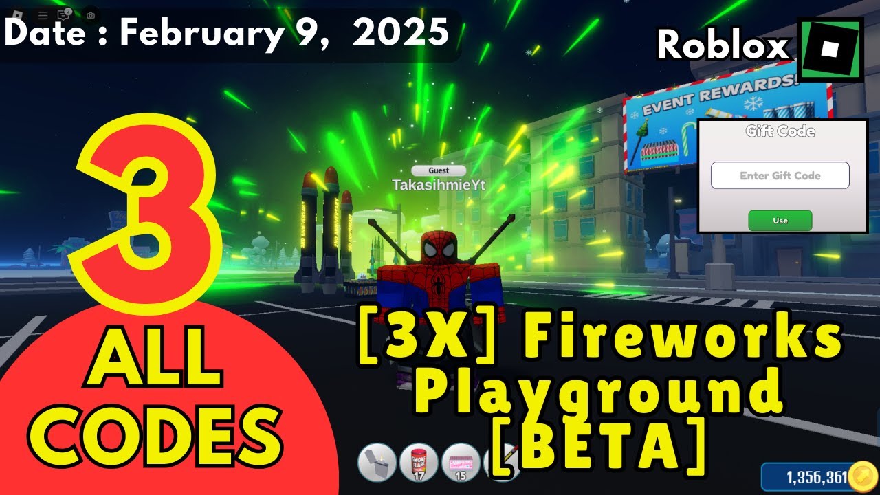 *ALL Codes Work* 3X Fireworks Playground BETA Roblox February 9, 2025 ...