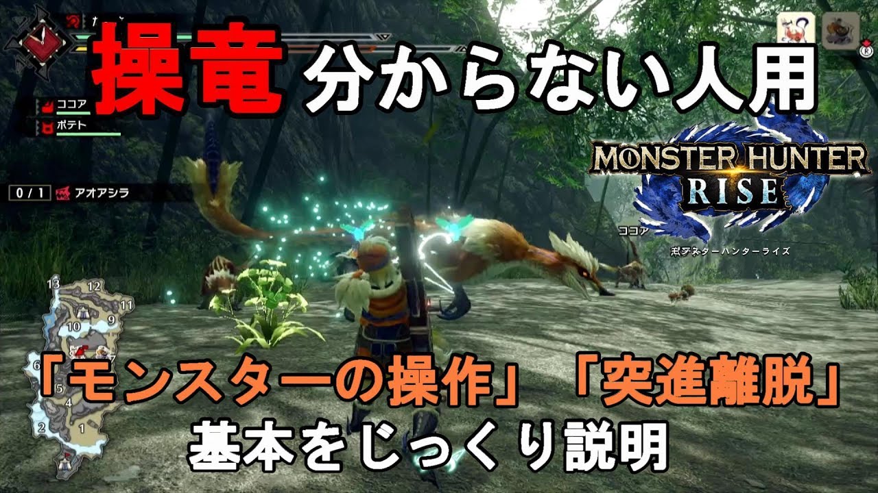 モンハンライズ　操竜のやり方　操作方法や大技　突進離脱等じっくり説明　初心者向け
