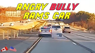 MAN GETS CUT OFF BY ANOTHER CAR SO HE SMASHES BACK INTO IT IN ROAD RAGE
