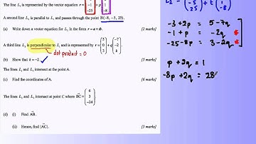 Vectors - Lines, Parallel, Pependicular & Intersection