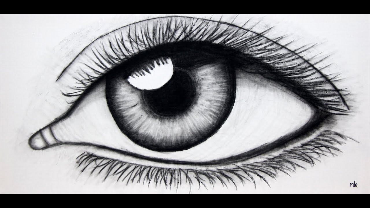 Speed Drawing - Eye in Charcoal on Canvas - YouTube