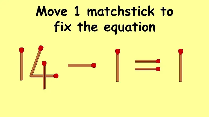 14-1=1 fix the equation | MatchStick Puzzle #102 | Move 1 Matchstick | Puzzles with answer