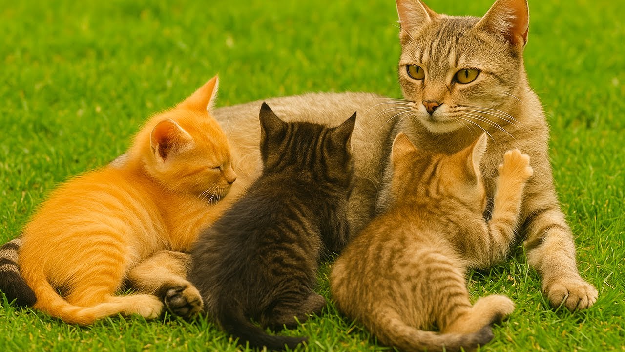 Котята сосут молоко у матери - Голодные котята - Видео с котятами