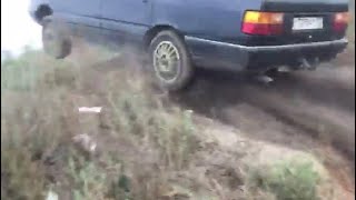 Audi 100 quattro на горку! Первый тест с отрывом колёс!!!