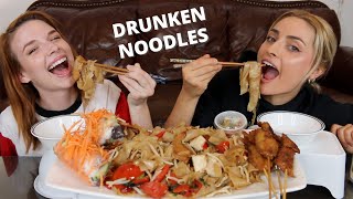 DRUNKEN NOODLES! SPICY WIDE NOODLES MUKBANG!