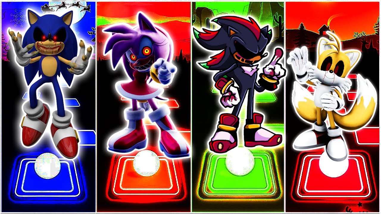 Sonic Exe🆚Amy Rose Exe🆚Shadow Exe🆚Tails Exe || Tiles Hop EDM Rush - YouTube