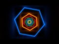 Fly in Moving Hexagon Rainbow Glowing Neon Lights Tunnel Corridor — 4K UHD 60fps 1 Hour Video Loop