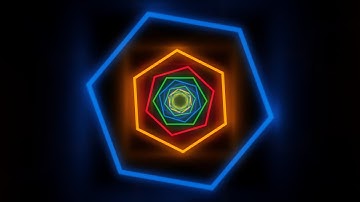 Fly in Moving Hexagon Rainbow Glowing Neon Lights Tunnel Corridor 4K DJ Visuals Loop Background