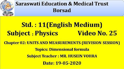 PHY(ENG. MED) CLASS 11|19-05-2020|CHAP 02: UNITS AND MEASUREMENTS(RS)(PART-25) ~ BY HUSEIN VOHRA