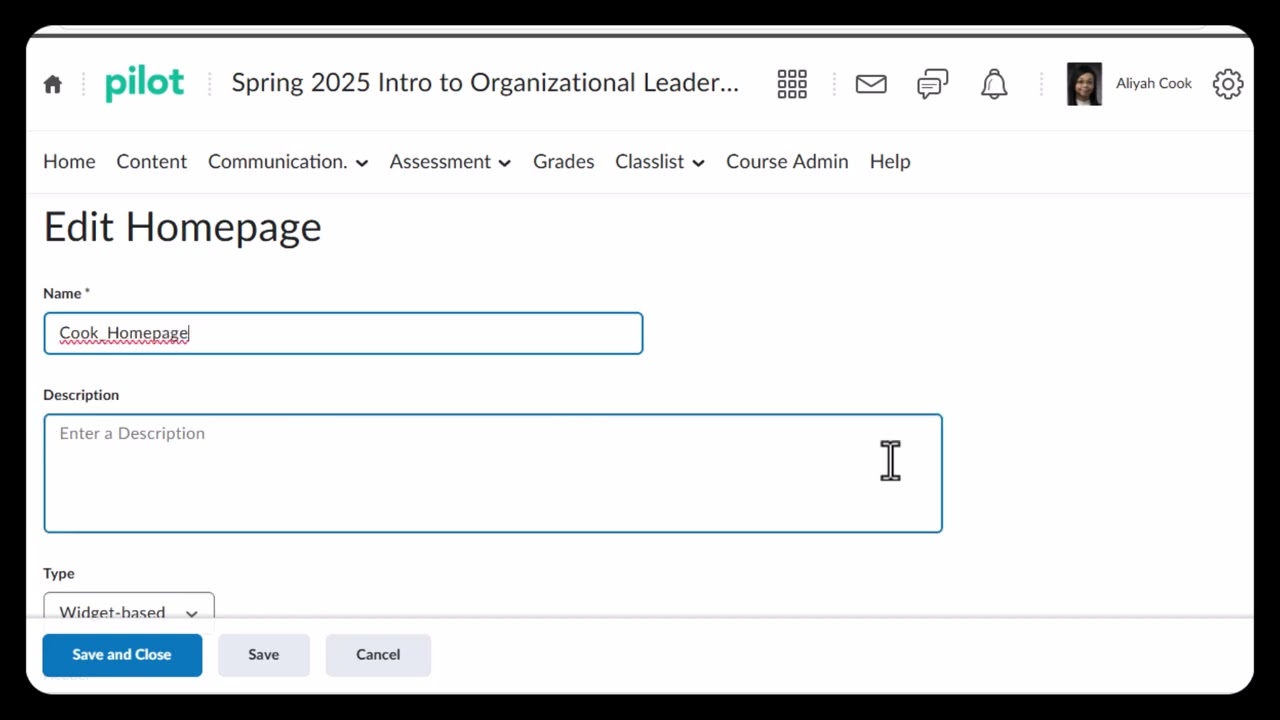 How to Create a Customized Course Homepage in D2L BrightSpace