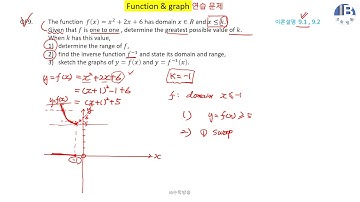 [ IB수학,IBDP Function & graph QF9 ] 역함수 inverse function 연습 문제