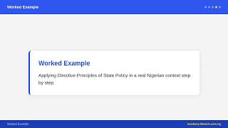 JSS 3 Civic Education - Directive Principles of State Policy | Nigerian Curriculum