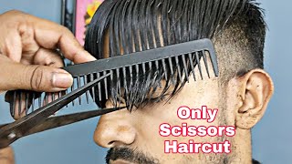 Only Scissors Haircut | Scissor Fade Haircut | ASMR Haircut | Indian Barber Haircut Style