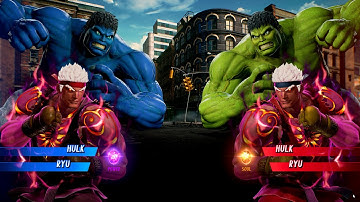 BLUE HULK & RYU VS HULK & RYU - Marvel vs. Capcom: Infinite All Costume Unlock