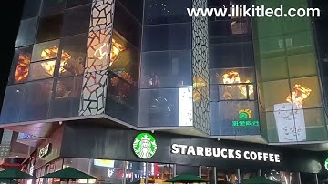 high quality inland P2.5 RGB magic cube LED screen video wall advertising in starbucks coffee shop