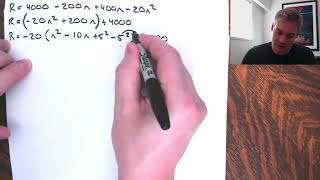 Modeling a revenue word problem using quadratic functions