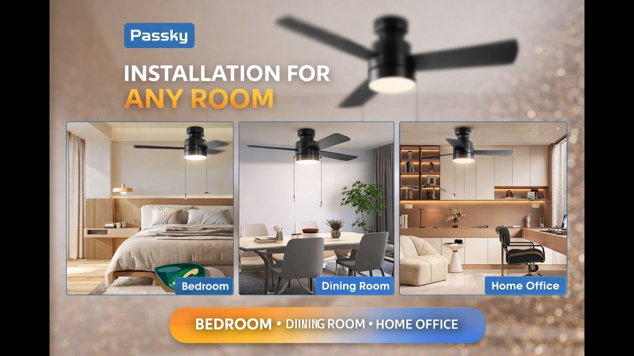 Flush Mount Ceiling Fan ✨ Dimmable 5CCT Light & Noiseless Operation - Passky