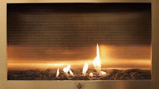 Fancy Stainless Steel Cabinet Fireplace - Yule Log Video