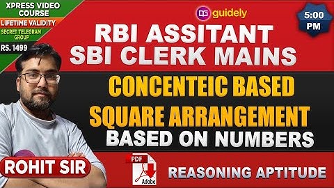 CONCENTRIC SQUARE ARRANGEMENT FOR SBI CLERK MAINS BASED ON NUMBER ROHIT SIR