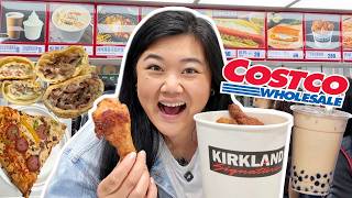 Trying EVERYTHING at TAIWAN COSTCO FOOD COURT! boba, bulgogi bake, fried chicken, combo pizza + more