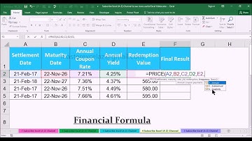 PRICE Financial Function with Example in MS Office Excel Spreadsheet 2016