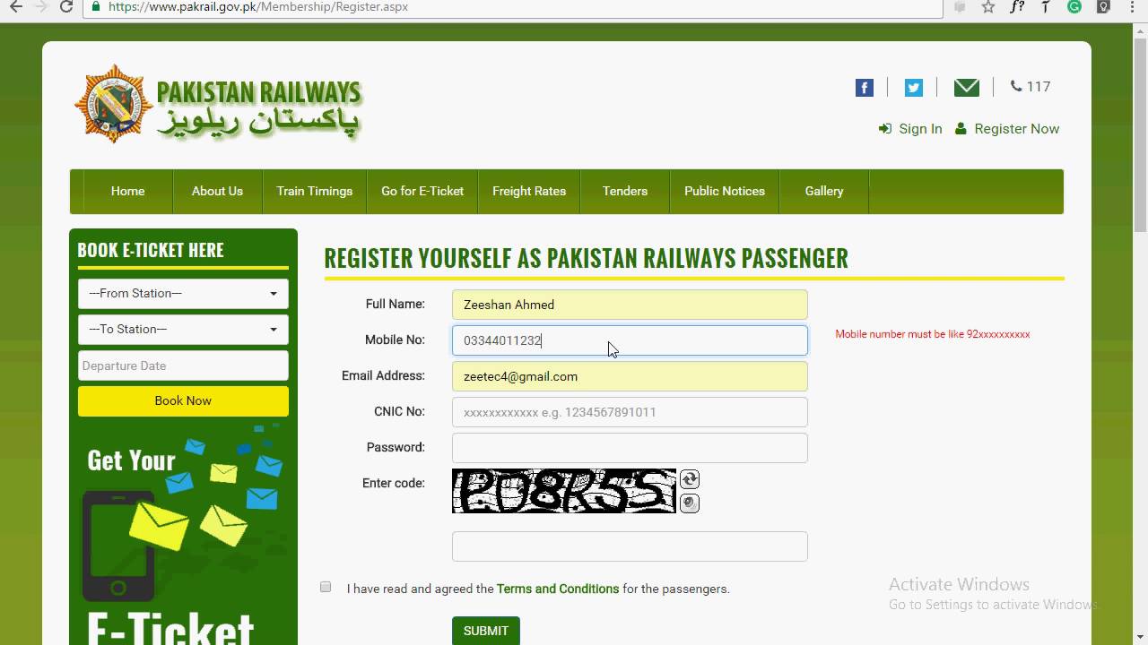 Pakistan Railways Online Reservation 1 Youtube