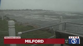 Video: Tropical Storm Isaias brings gusty winds, rough seas in Milford