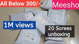 Meesho Sarees unboxing //20 Sarees below 300/-