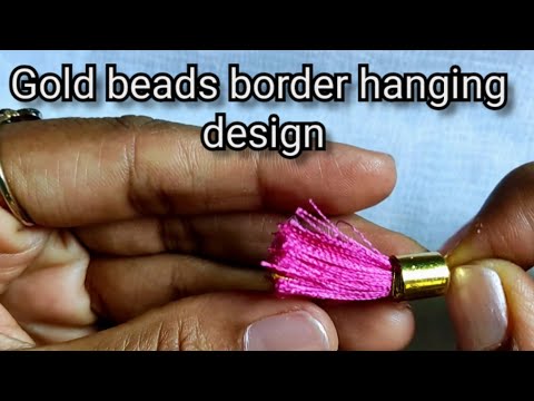 Latest dupatta border hanging design for beginners. New gold bead border design in Kannada. #hanging
