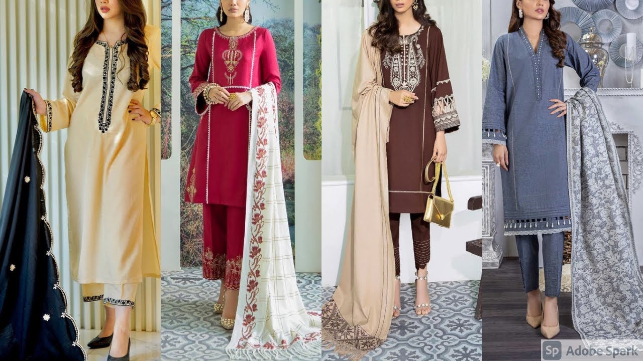 Pakistani winter dress designs with embroidered shawl | Trendy winter outfits fashion with shawl