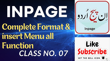 InPage Format & Insert Menu Full Guide Class 07 | Skill Everything Urdu Course