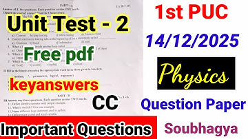 1st puc physics unit test 2 question paper 2025 with answers important questions for unit test 