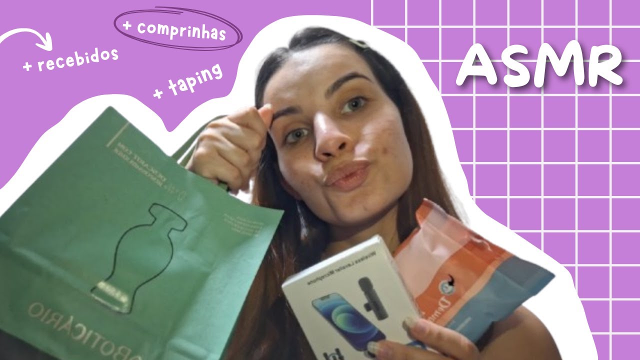 ASMR caseiro - Tapings e sons de embalagem (mostrando comprinhas e recebidos 🎀)