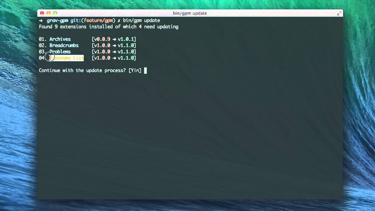 Grav GPM - Only Update Desired Packages